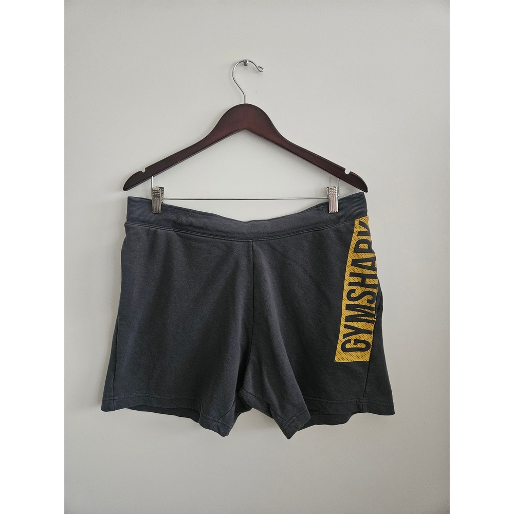 Gymshark Shorts XXL Mens Gray Yellow Athletic Gym Training Sweat Shorts Logo